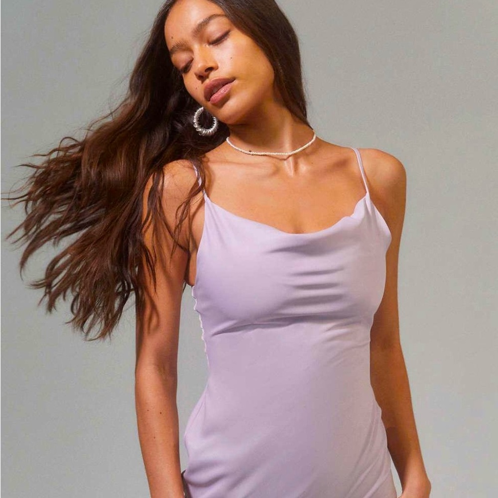 Urban Outfitters Lilac Cowl Neck Silk Mini Dress